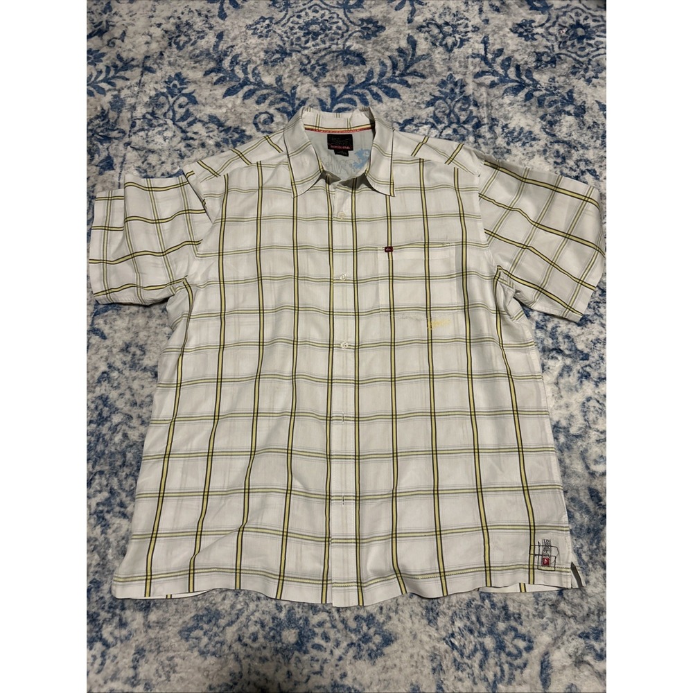 Quiksilver Vintage Y2K Men Size Large White  Button Up Shirt Skate Surf